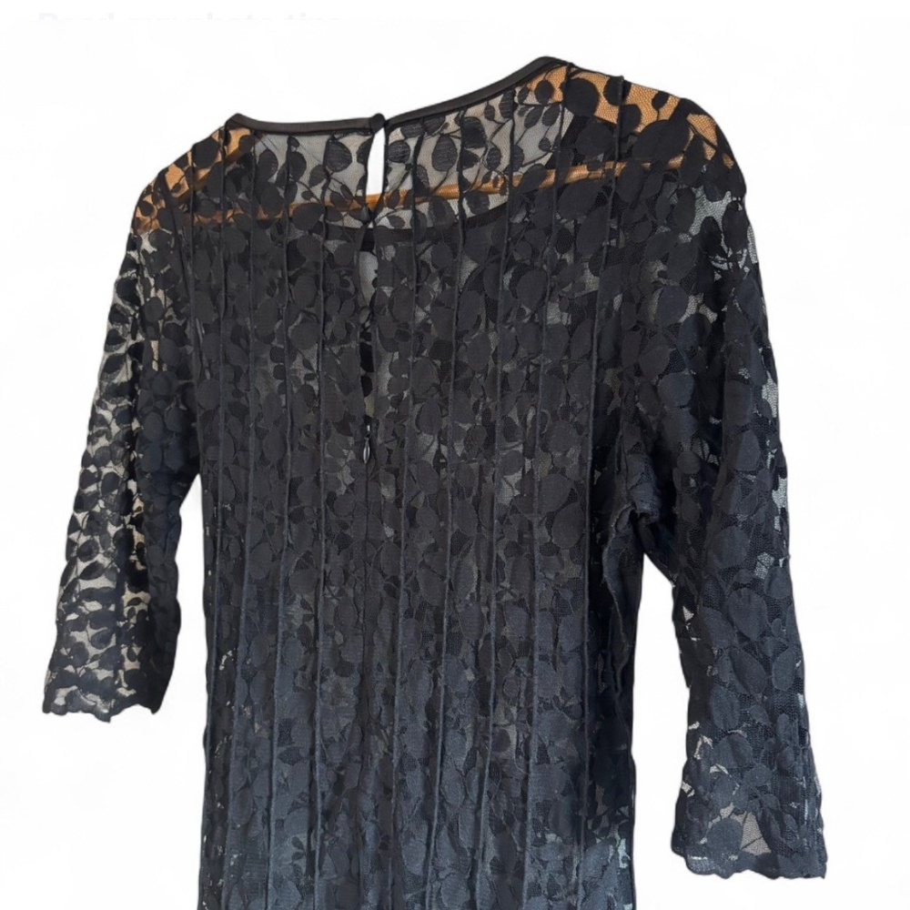 Teri Jon Dress LACE OVERLAY ONLY Womens 14 Black Witchy Whimsigoth Ricky Freeman - Picture 3 of 12